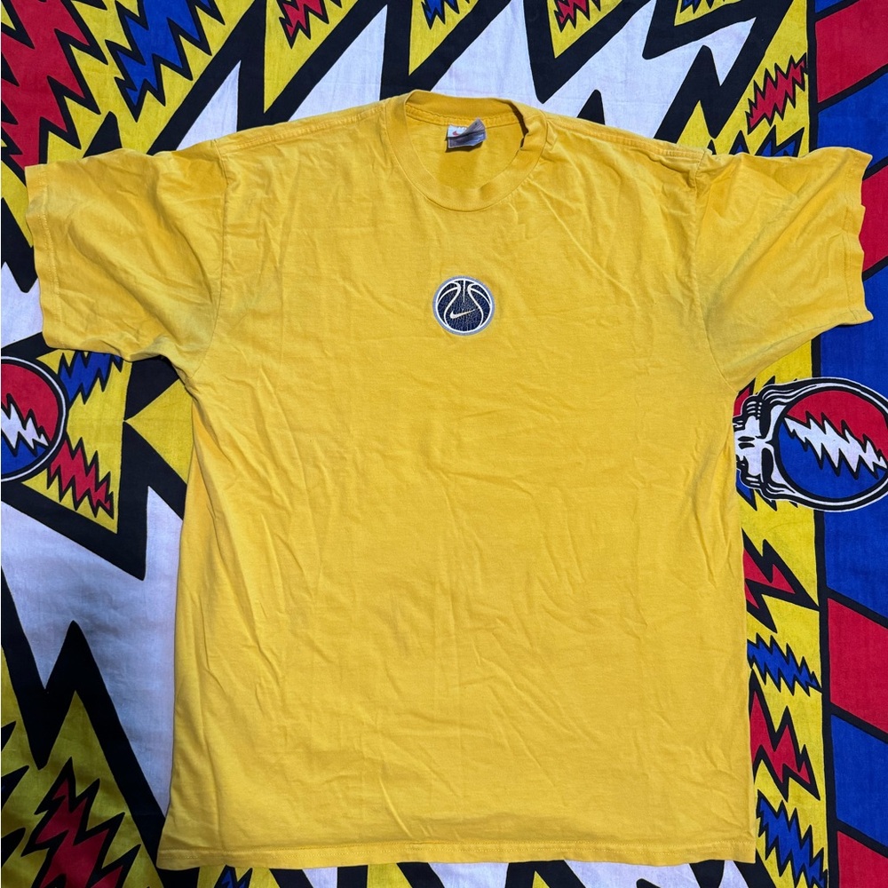 Vintage Nike Basketball Y2K Logo Yellow T Shirt